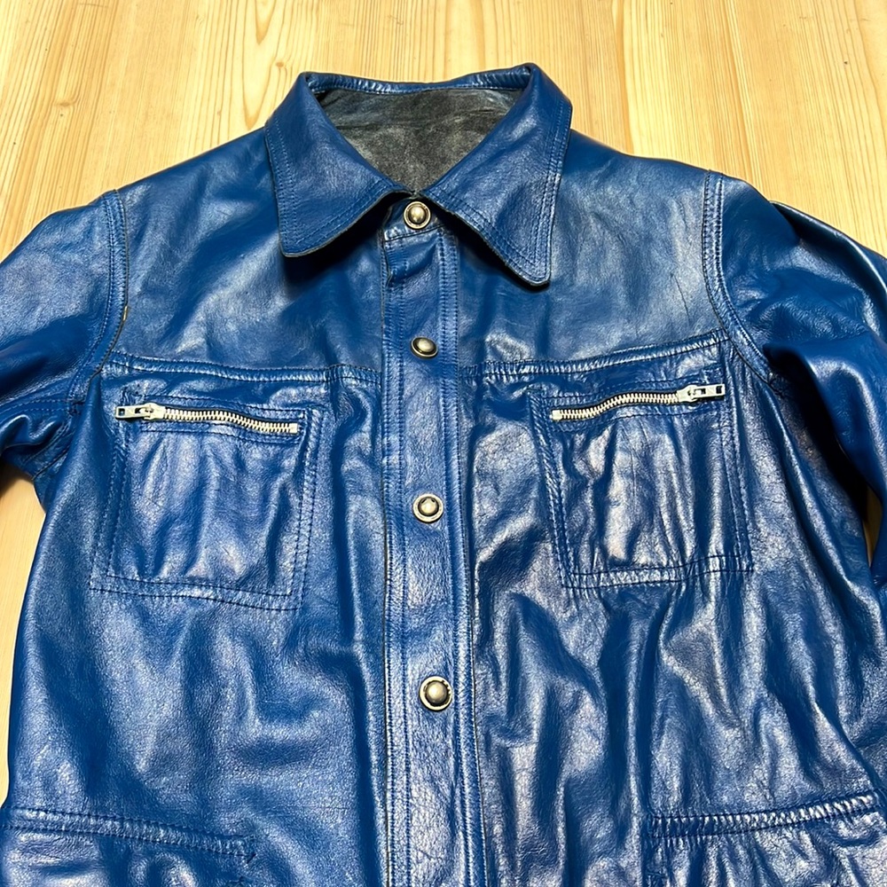 American Vintage Blue & Suede Leather Reversible Jacket - Picture 13 of 16
